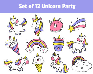 Fototapeta premium set of cartoon Unicorn