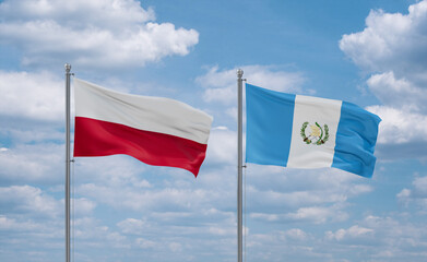 Guatemala and Poland flags, country relationship concept