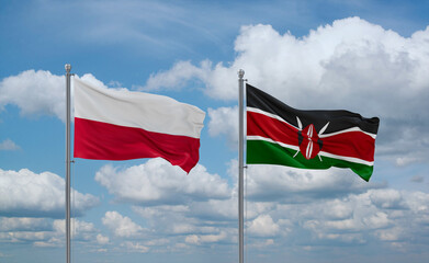 Kenya and Poland flags, country relationship concept