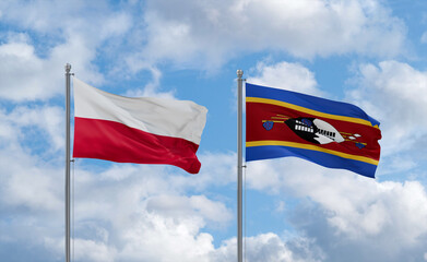 Eswatini and Poland flags, country relationship concept