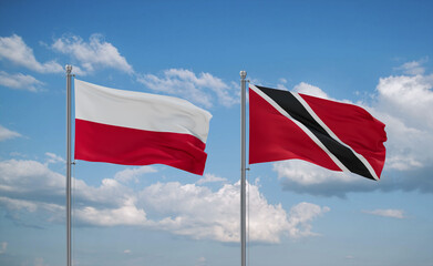 Trinidad and Tobago and Poland flags, country relationship concept