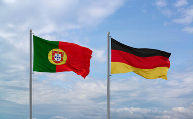 Germany and Portugal flags, country relationship concept