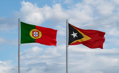 East Timor and Portugal flags, country relationship concept