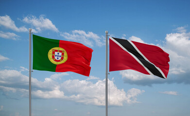Trinidad and Tobago and Portugal flags, country relationship concept