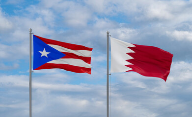 Bahrain and Puerto Rico flags, country relationship concept