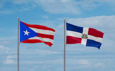 Belgium and Puerto Rico flags, country relationship concept