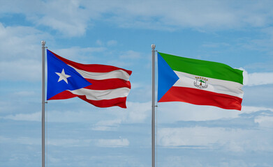 Equatorial Guinea and Puerto Rico flags, country relationship concept