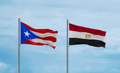 Egypt and Puerto Rico flags, country relationship concept