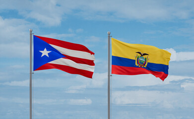 Ecuador and Puerto Rico flags, country relationship concept