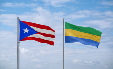 Gabon and Puerto Rico flags, country relationship concept