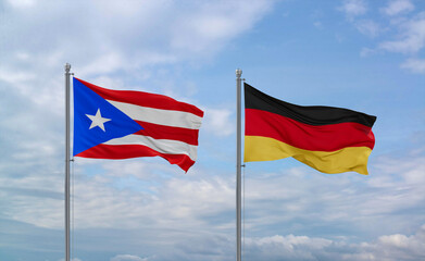 Germany and Puerto Rico flags, country relationship concept