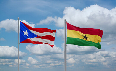 Ghana and Puerto Rico flags, country relationship concept