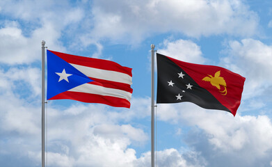 Papua New Guinea and Puerto Rico flags, country relationship concept