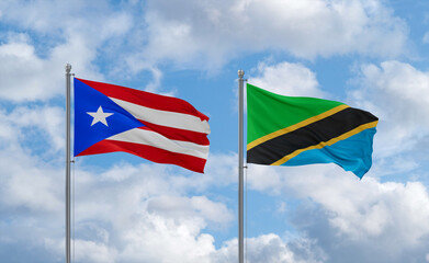 Tanzania and Puerto Rico flags, country relationship concept