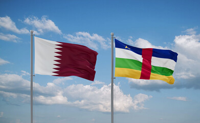 Central African Republic and Qatar flags, country relationship concept