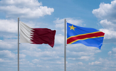 Congo and Qatar flags, country relationship concept