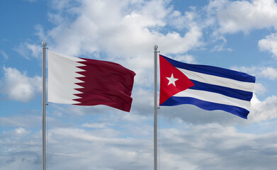 Cuba and Qatar flags, country relationship concept