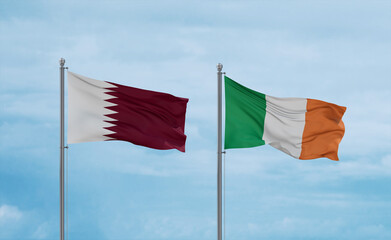 Ireland and Qatar flags, country relationship concept