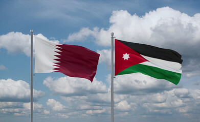 Jordan and Qatar flags, country relationship concept