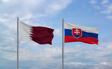Slovakia and Qatar flags, country relationship concept
