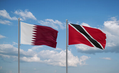 Trinidad and Tobago and Qatar flags, country relationship concept