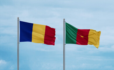 Cameroon and Romania flags, country relationship concept