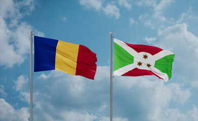 Burundi and Romania flags, country relationship concept