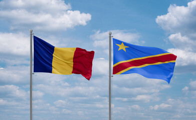 Congo and Romania flags, country relationship concept