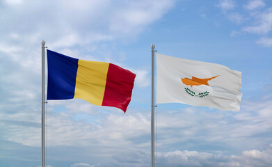 Cyprus and Romania flags, country relationship concept
