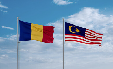 Malaysia and Romania flags, country relationship concept