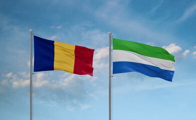 Sierra Leone and Romania flags, country relationship concept
