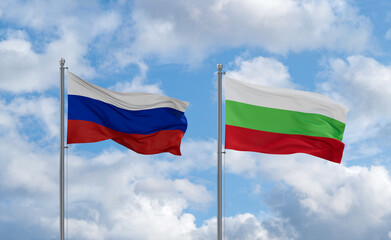 Bulgaria and Russia flags, country relationship concept