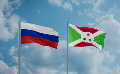 Burundi and Russia flags, country relationship concept
