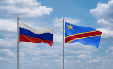 Congo and Russia flags, country relationship concept