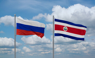 Costa Rico and Russia flags, country relationship concept