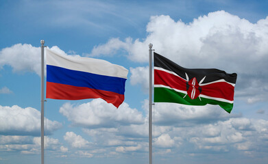 Kenya and Russia flags, country relationship concept