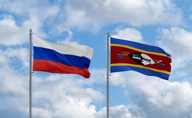 Eswatini and Russia flags, country relationship concept