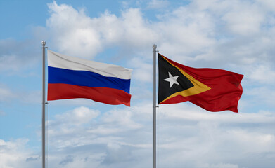 East Timor and Russia flags, country relationship concept