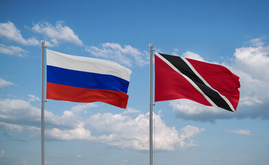 Trinidad and Tobago and Russia flags, country relationship concept