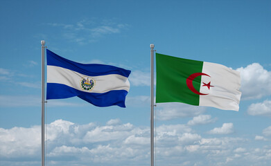 El Salvador, Salvador and Algeria national flags, country relationship concept