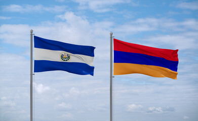 Armenia and El Salvador, Salvador flags, country relationship concept