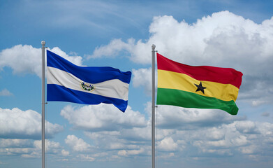 Ghana and El Salvador, Salvador flags, country relationship concept