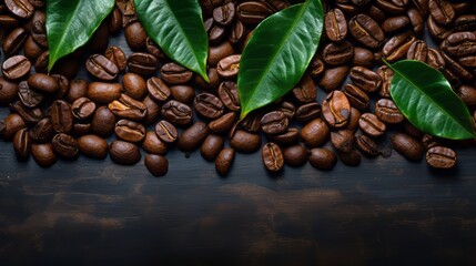 coffee beans on wooden background