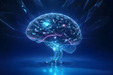 3d rendered illustration of a brain. Brain hologram. 