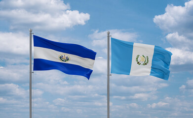 Guatemala and El Salvador, Salvador flags, country relationship concept
