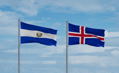 Iceland and El Salvador, Salvador flags, country relationship concept