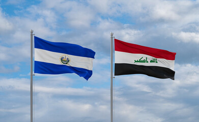 Iraq and El Salvador, Salvador flags, country relationship concept