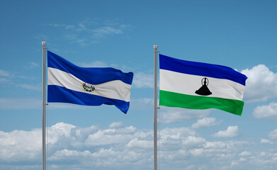 Lesotho and El Salvador, Salvador flags, country relationship concept