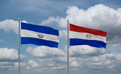 Paraguay and El Salvador, Salvador flags, country relationship concept