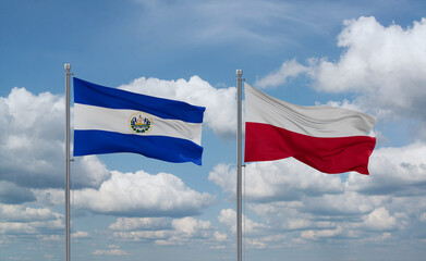 Poland and El Salvador, Salvador flags, country relationship concept